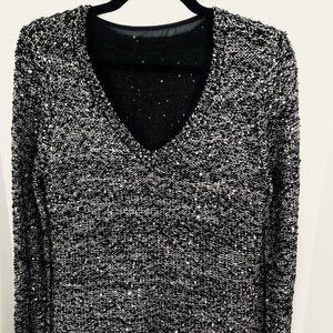 Apt 9 Black And Gray With Sliver Sequins Sweater